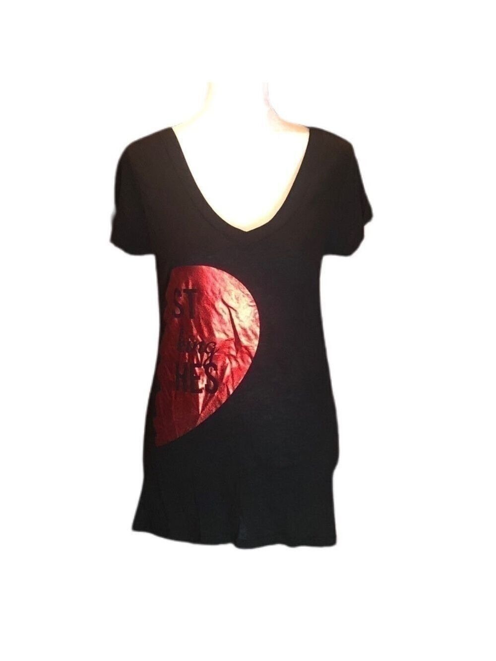 SPENCER’S NWT Black V-Neck Tee Other half of BFF tee Size M